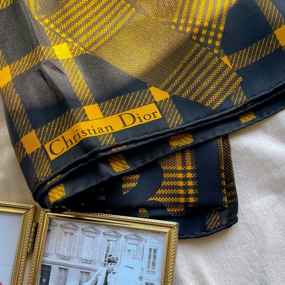 Christian Dior Vintage Silk Scarf in retro print